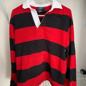 Red and Black Striped Rugby Shirt (S)